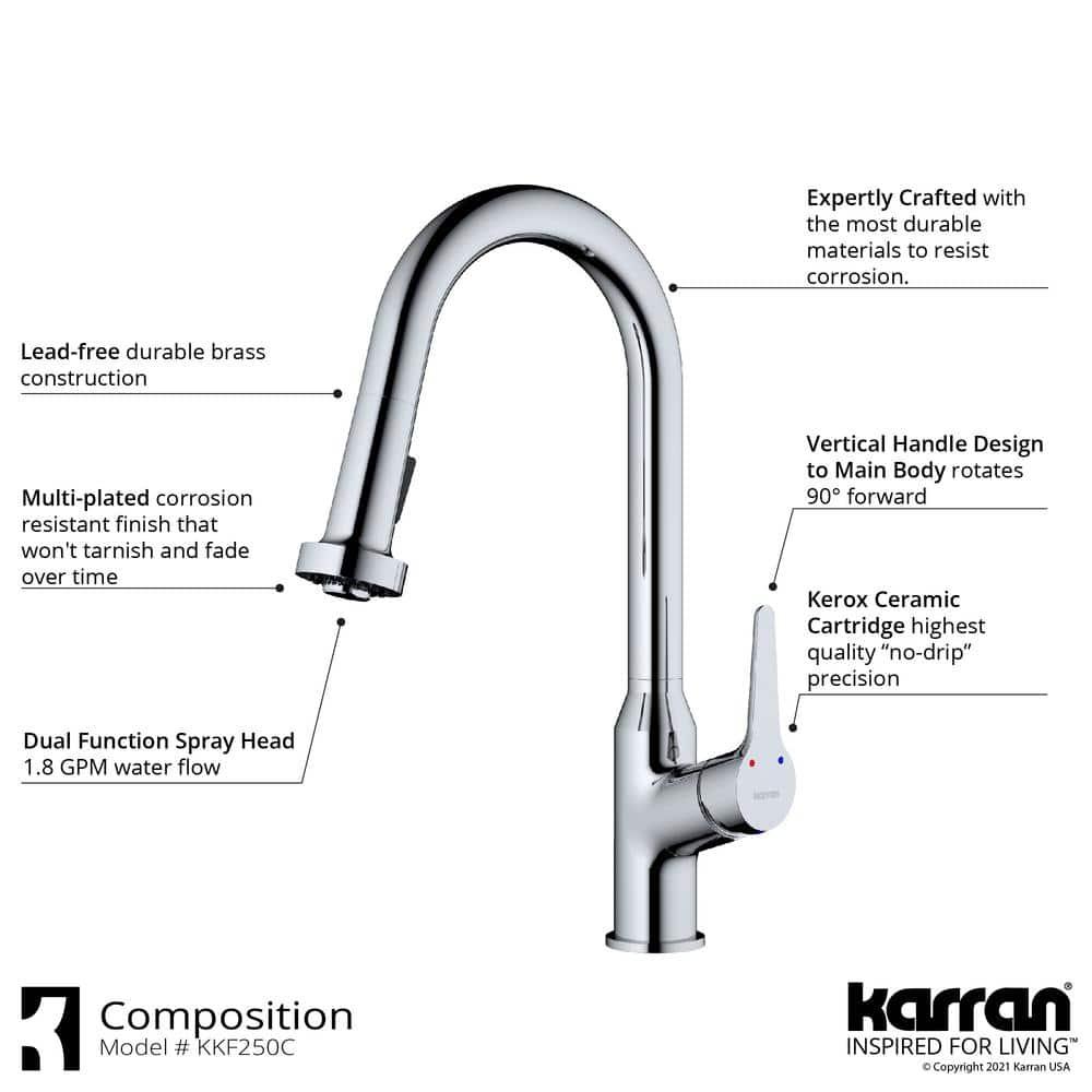 Karran Scottsdale Single Handle Pull Down Sprayer Kitchen Faucet