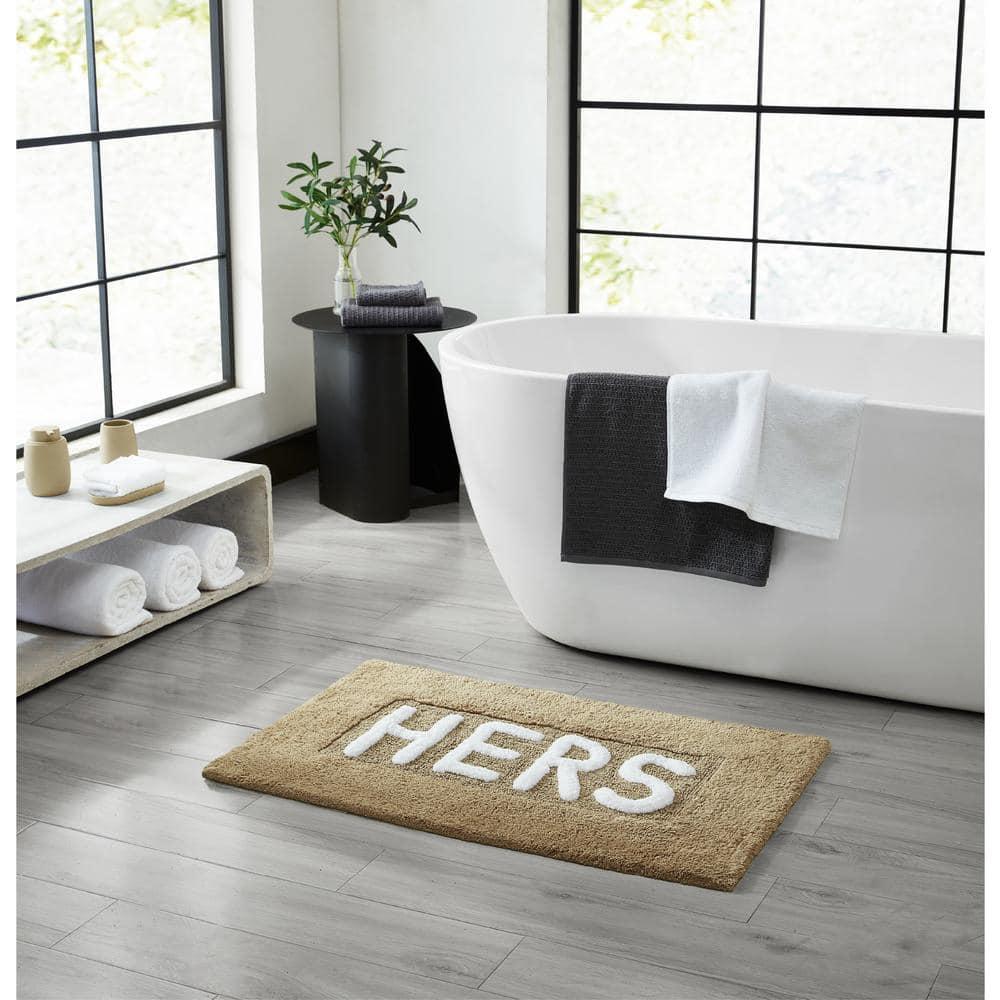 Jean Pierre "Hers" 21"x34" Cotton Bath Rug, Linen