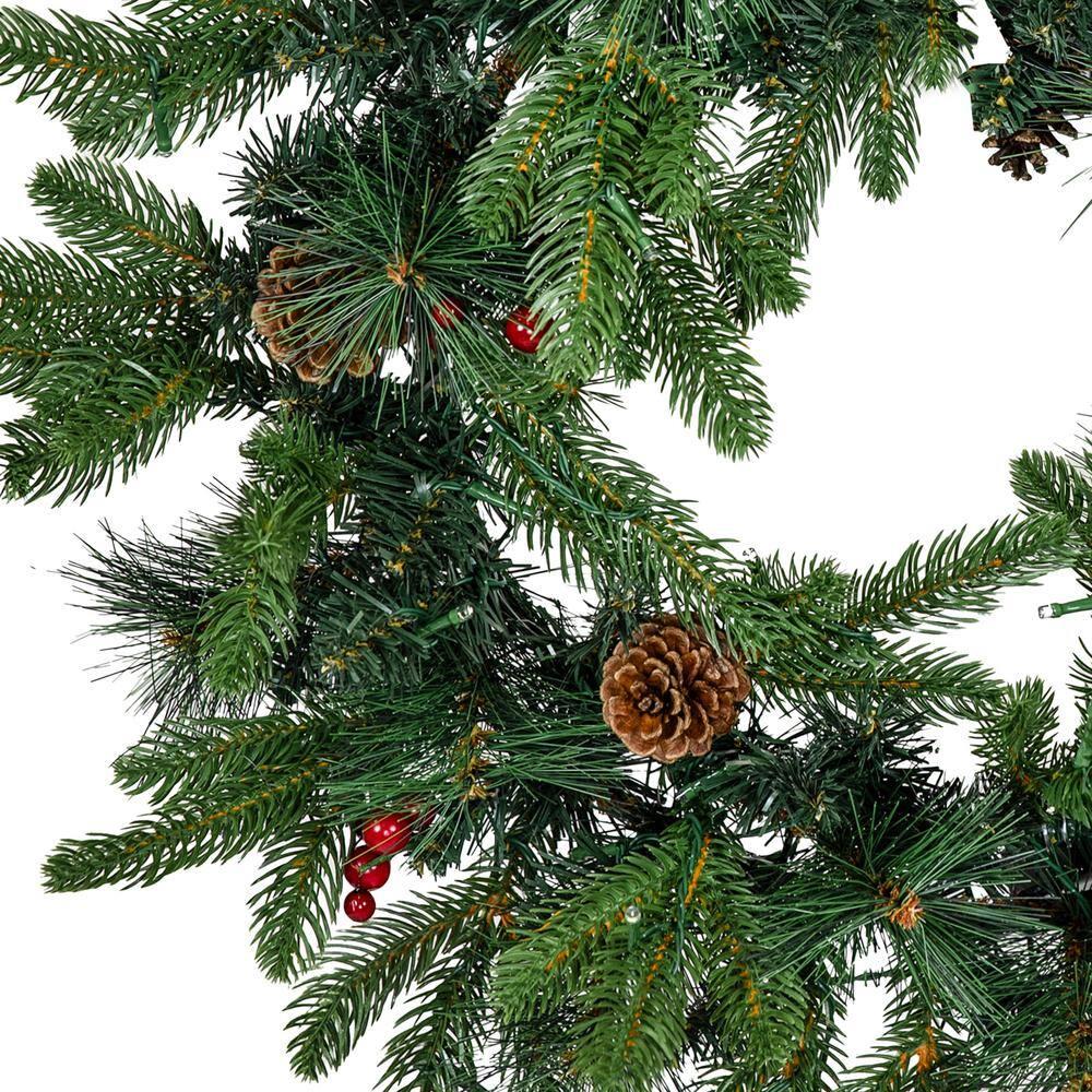 Sunnydaze 24" Diameter Indoor or Outdoor PVC Christmas Wreath with Pinecones and Berries - Traditional