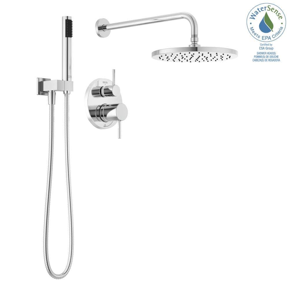 Modern Raincan Round Shower System, Rain Shower Head with Handheld Spray, Shower Faucet Set