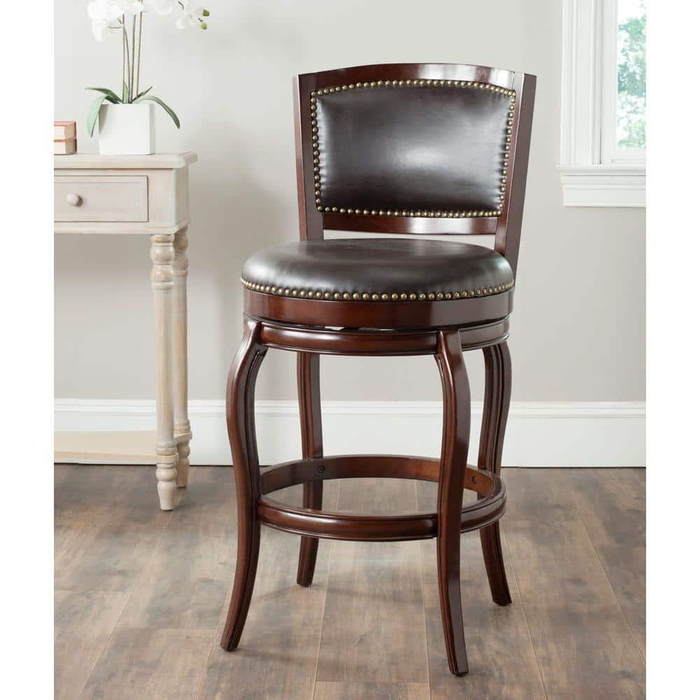 SAFAVIEH Pasquale Industrial Swivel Bar Stool with Footrest, Sierra/Brown