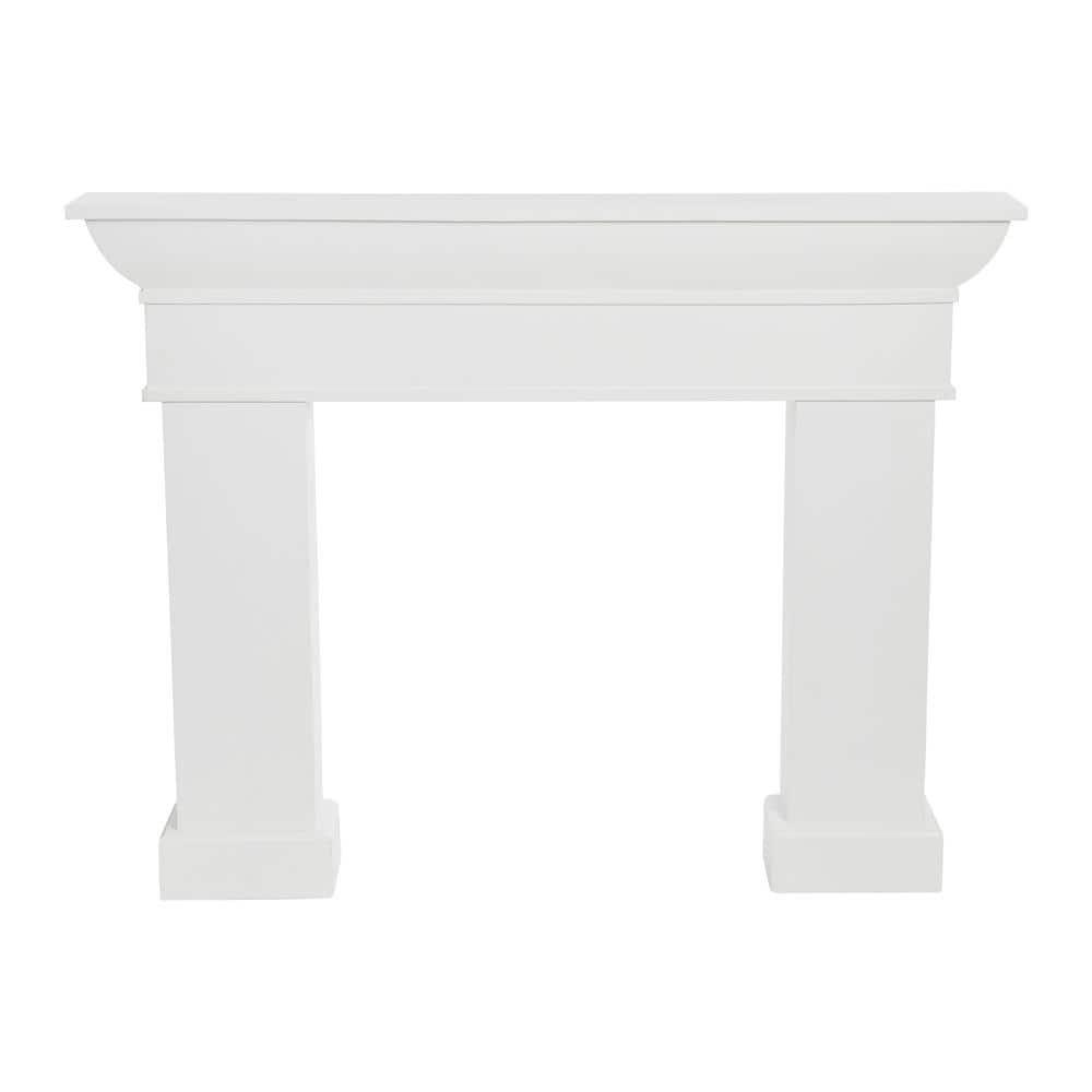 Storied Home Monolith Decorative Fireplace Mantel White: Fir Wood & MDF, Wall Mount, 49.625"H