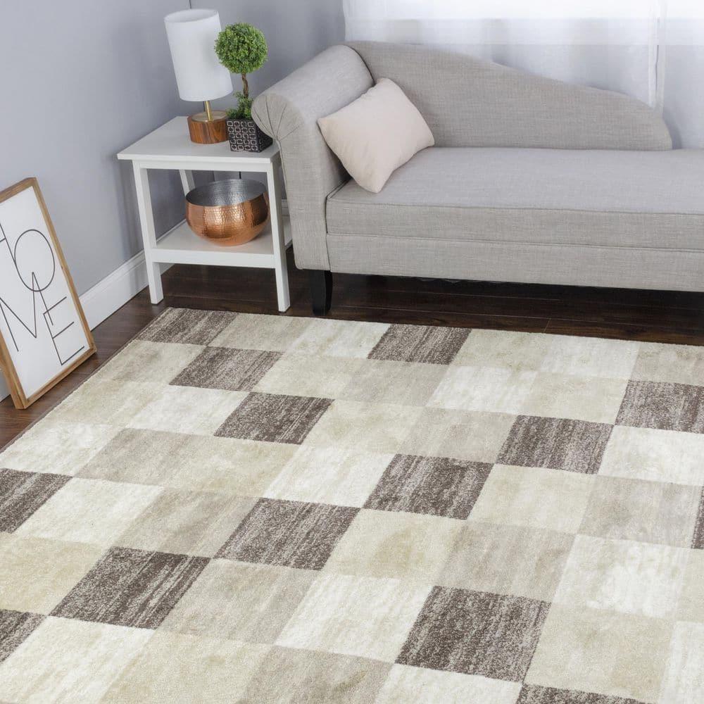 Superior Estella Checkered/Block/Geometric Area Rug, 8' x 10'