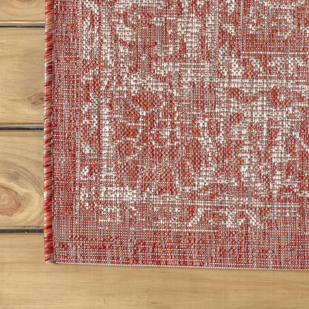 8'x10' Tela Bohemian Textured Weave Floral Indoor/Outdoor Area Rug, Red/Taupe - JONATHAN Y