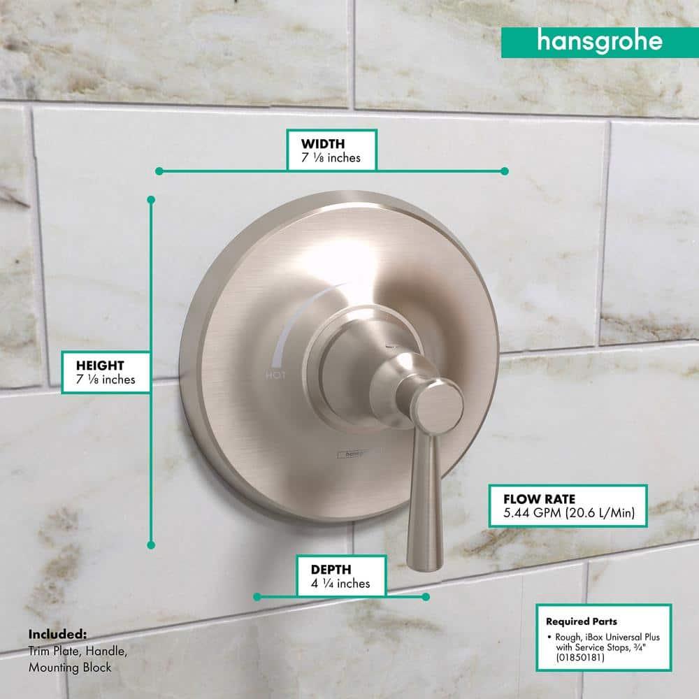 Hansgrohe Joleena Transitional 1-Handle 7-Inch Wide Pressure/ Shower Balance Valve Trim Only In Chrome, 04779000