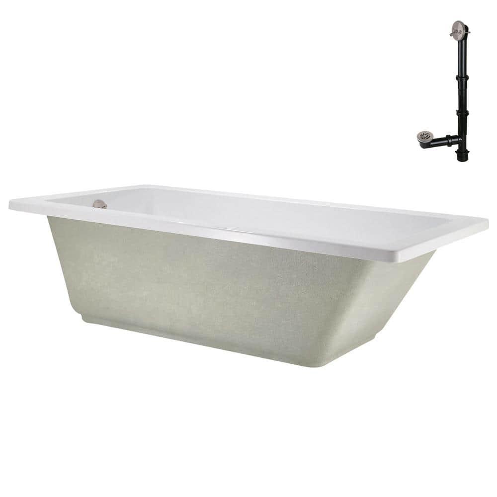 60" x 32" Acrylic Soaking Drop-In Bathtub, Drain Included