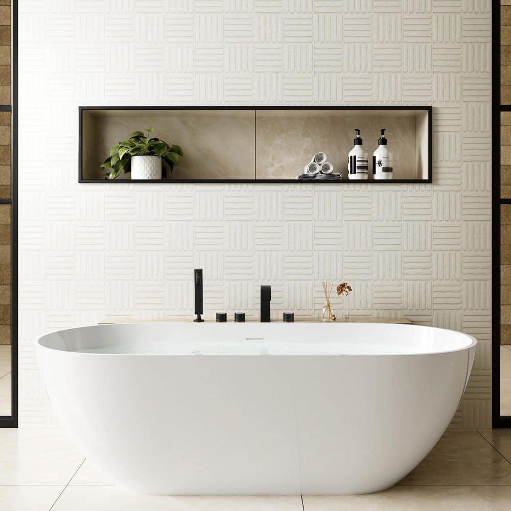 Matte Black Waterfall Roman Tub Faucet with Hand Shower