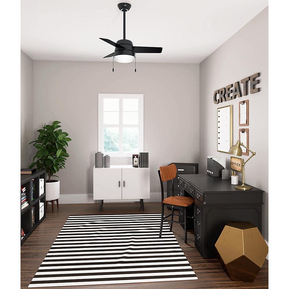 Aker 36" 3 - Blade Standard Ceiling Fan with Lights and Pull Chains