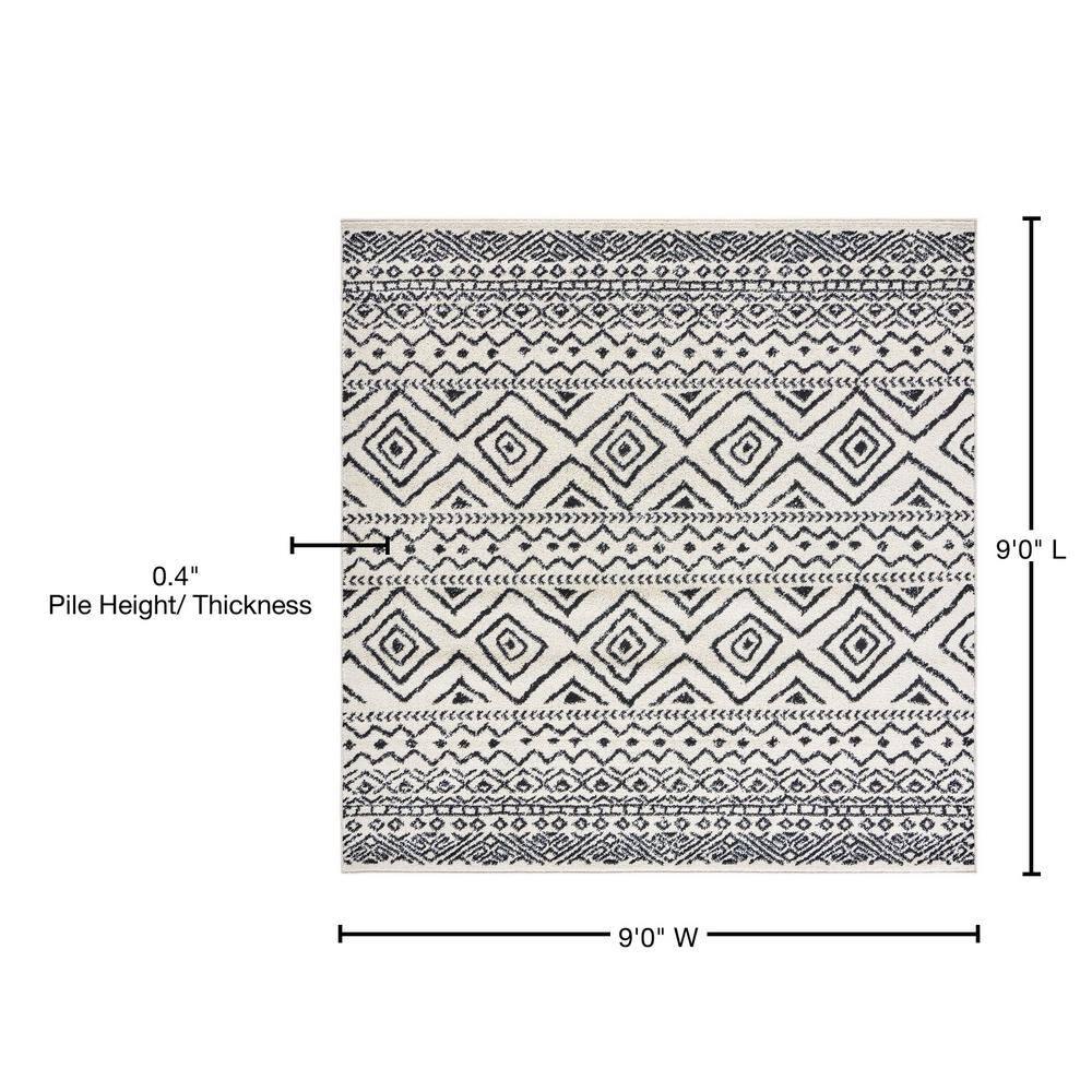 Tulum TUL267 Power Loomed Indoor Area Rug - Ivory/Black - 9'x9' - Safavieh