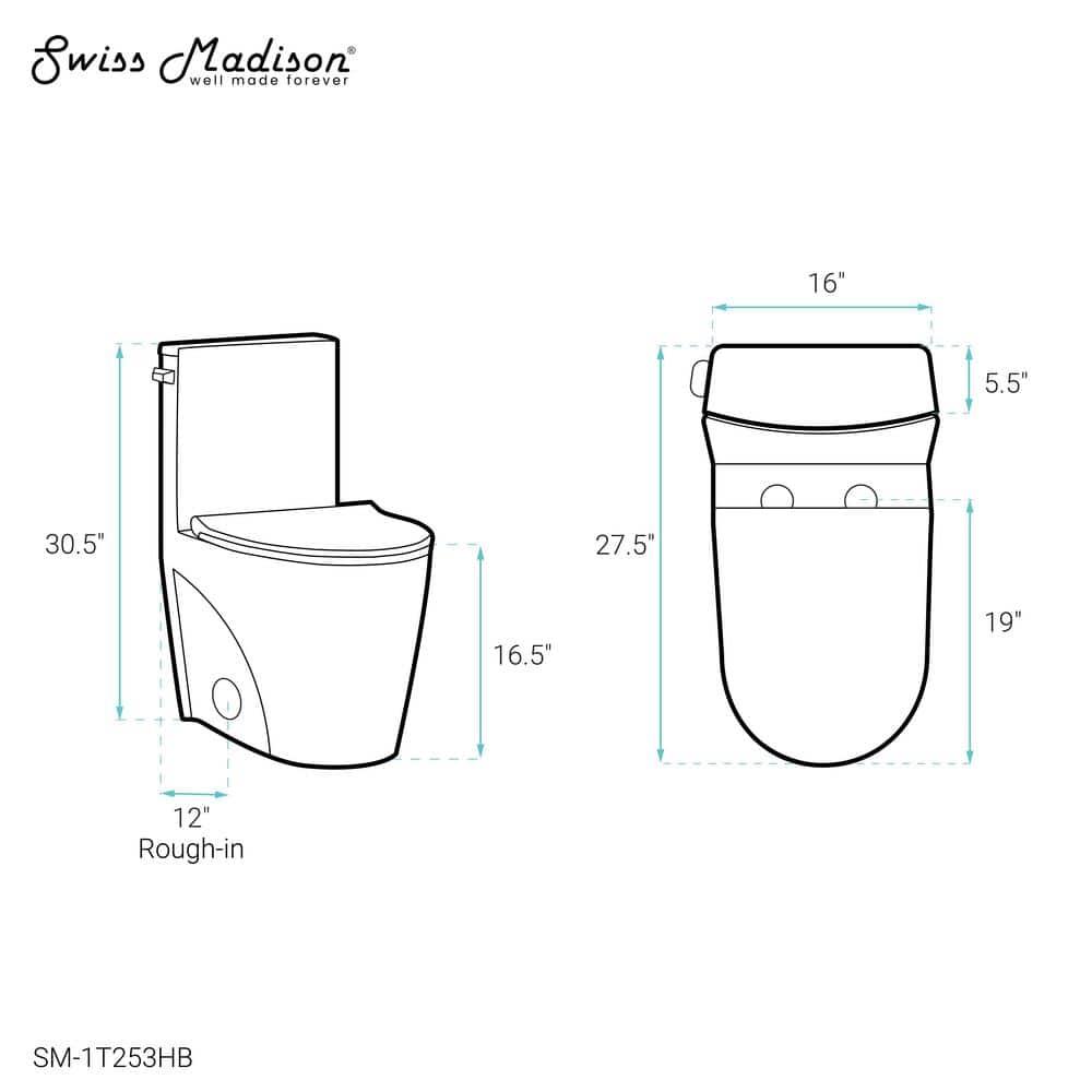 St. Tropez One Piece Elongated Toilet Dual Vortex Flush