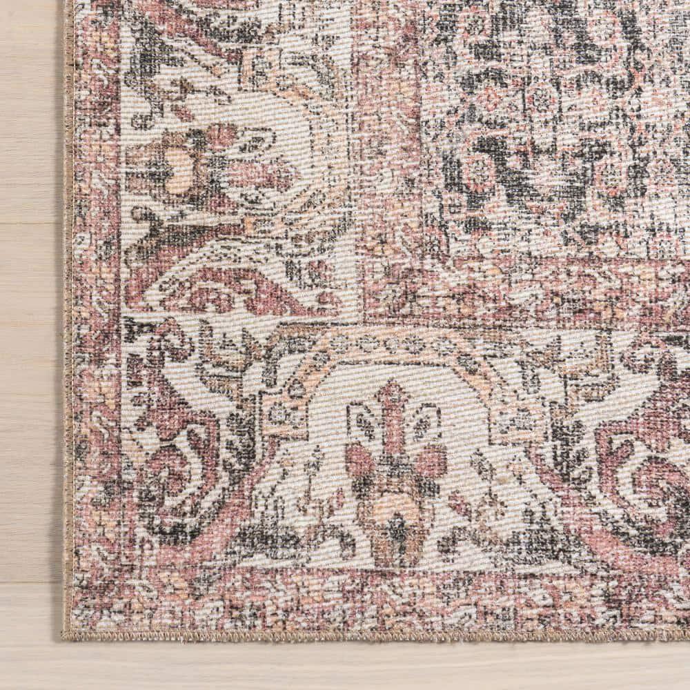 Nuloom Hillstone Collection Marlowe Traditional Vintage Medallion Area Rug, 6' 7" x 9', Light Rust