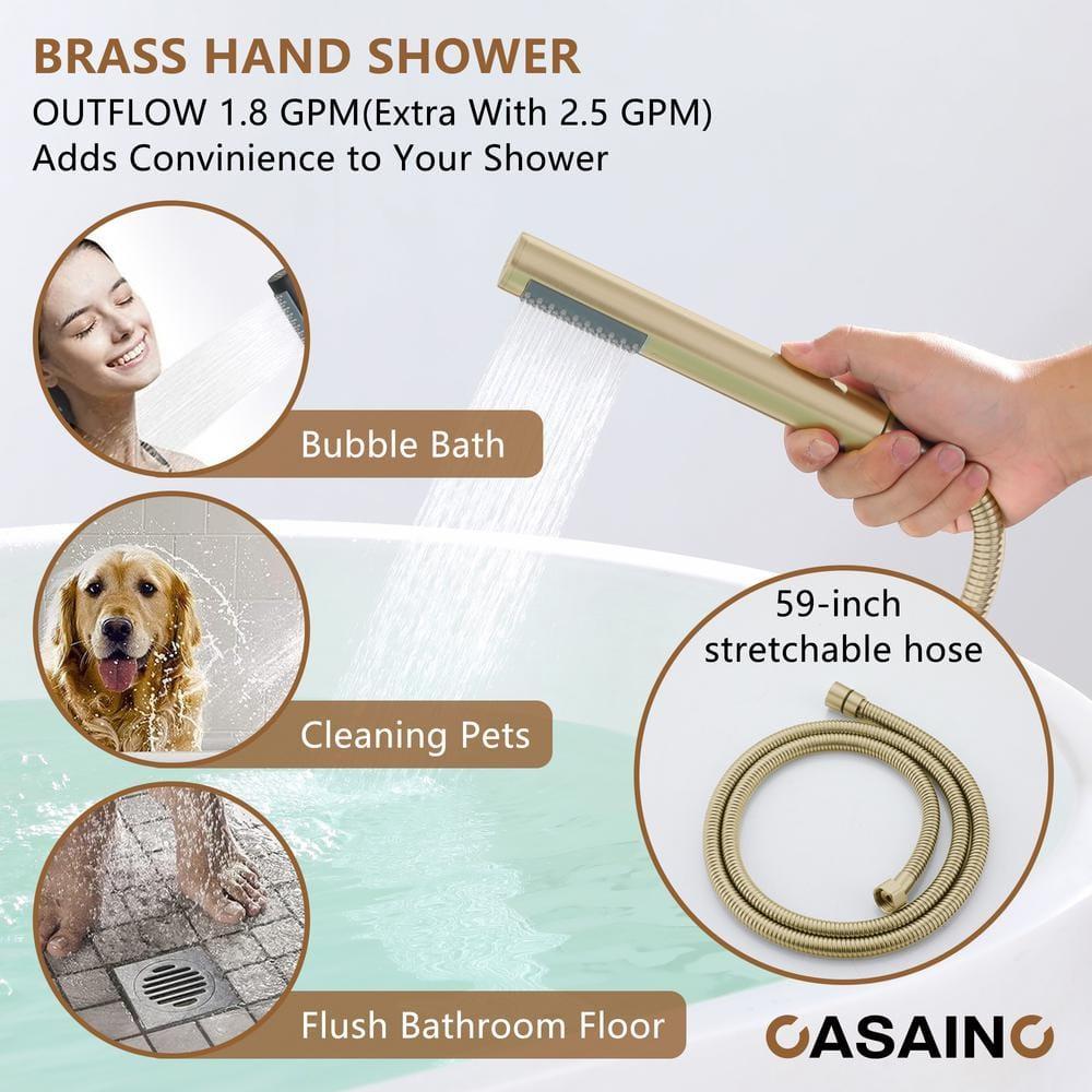 Single Handle Freestanding Bathtub Faucet with Diverter and Handshower