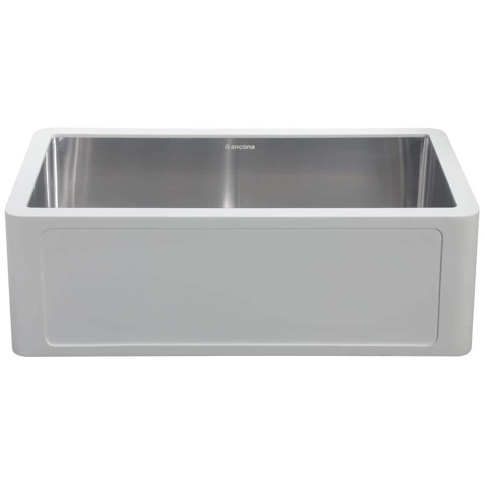 Holbrook Matte White and Stainless Steel 30 in. Farmhouse Apron Kitchen Sink