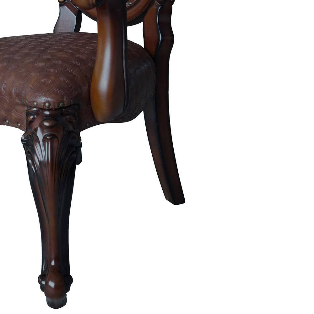 Acme Furniture Versailles 26" Dining Chairs Cherry Finish: Leather Upholstery, Nailhead Trim, No Assembly Required