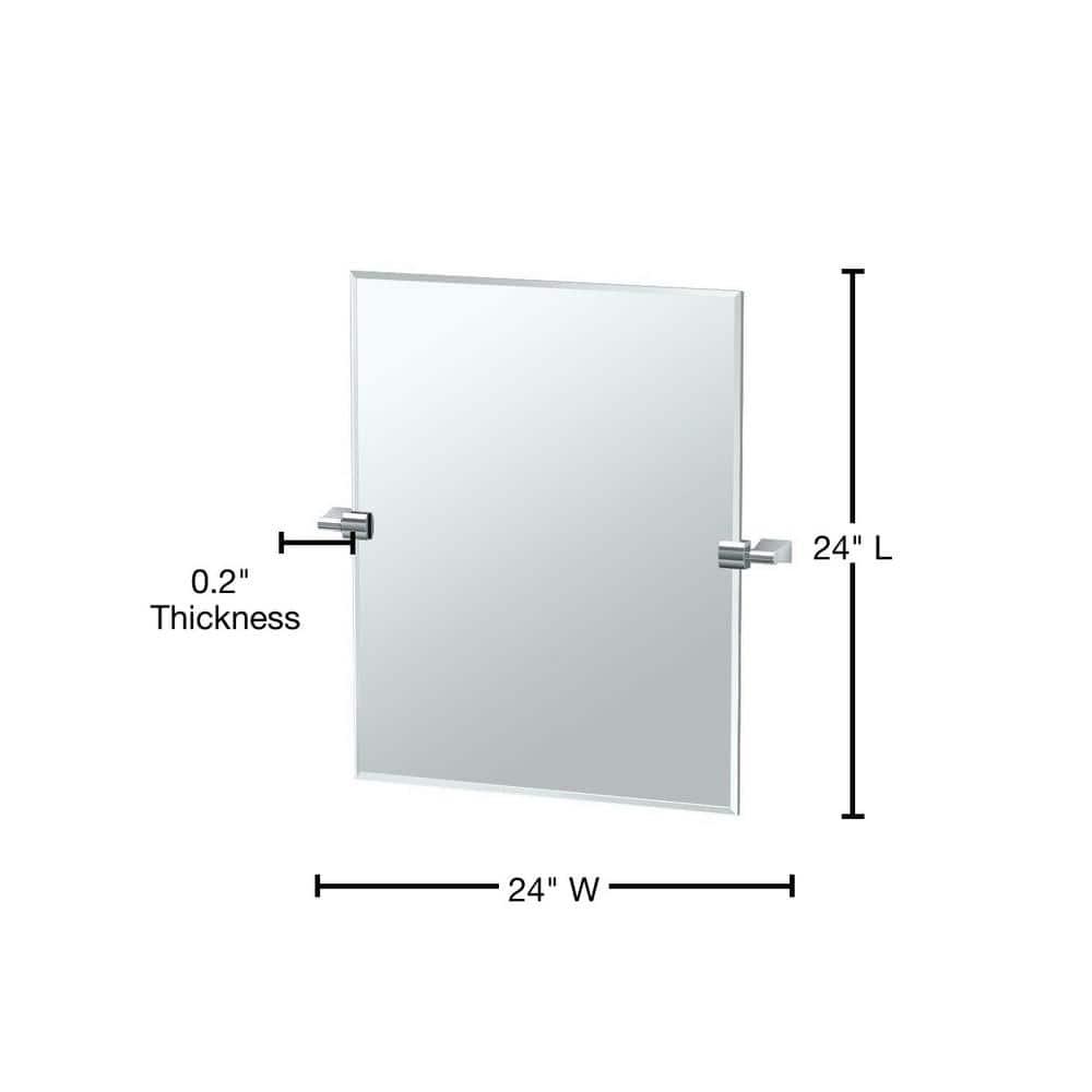 Bleu Modern Frameless Rectangle Bathroom Vanity Wall Mirror | Pivots and Beveled Mirror