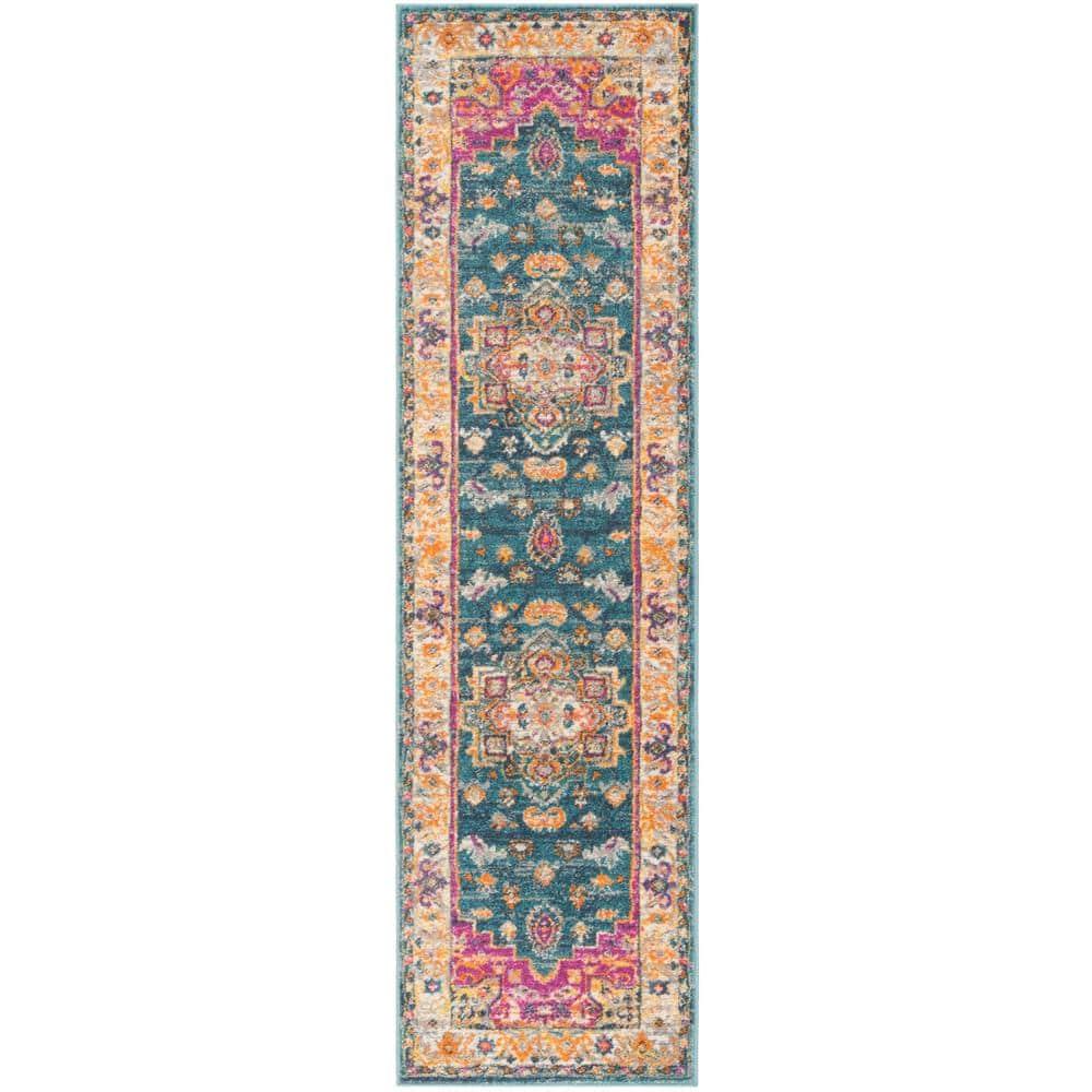 Madison 200 MAD202 Power Loomed Indoor Runner Rug - Blue/Multi - 2'3"x10' - Safavieh