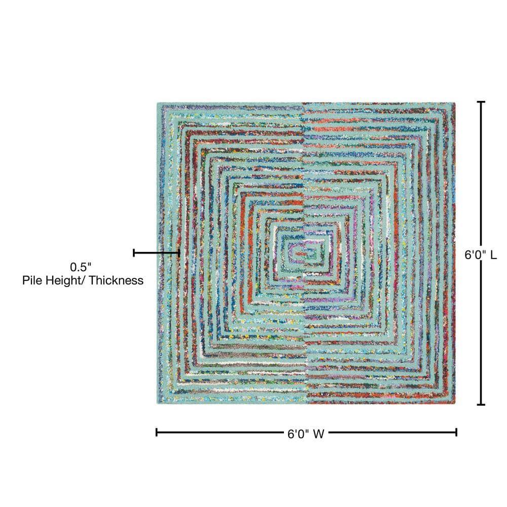 Nantucket NAN603 Hand Tufted Area Rug - Teal - 6'x6' - Safavieh.