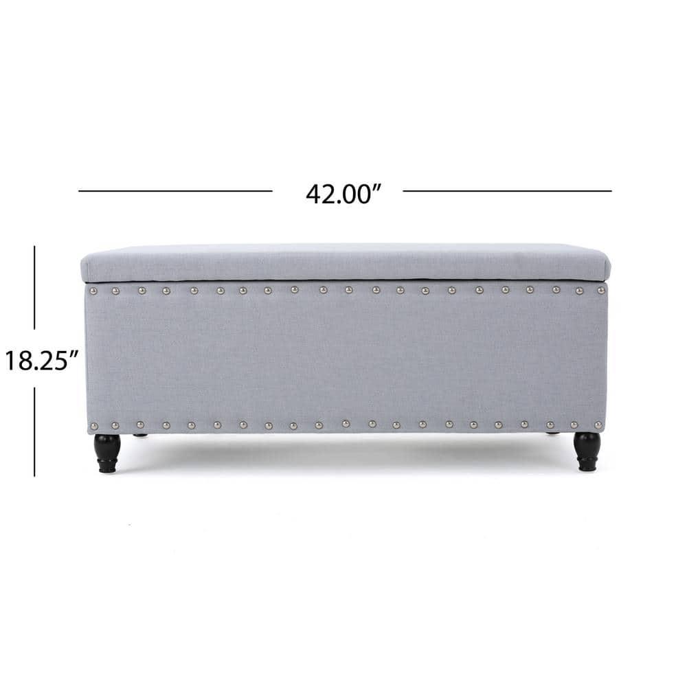 Noble House Harrisburg Fabric Storage Ottoman, Light Grey