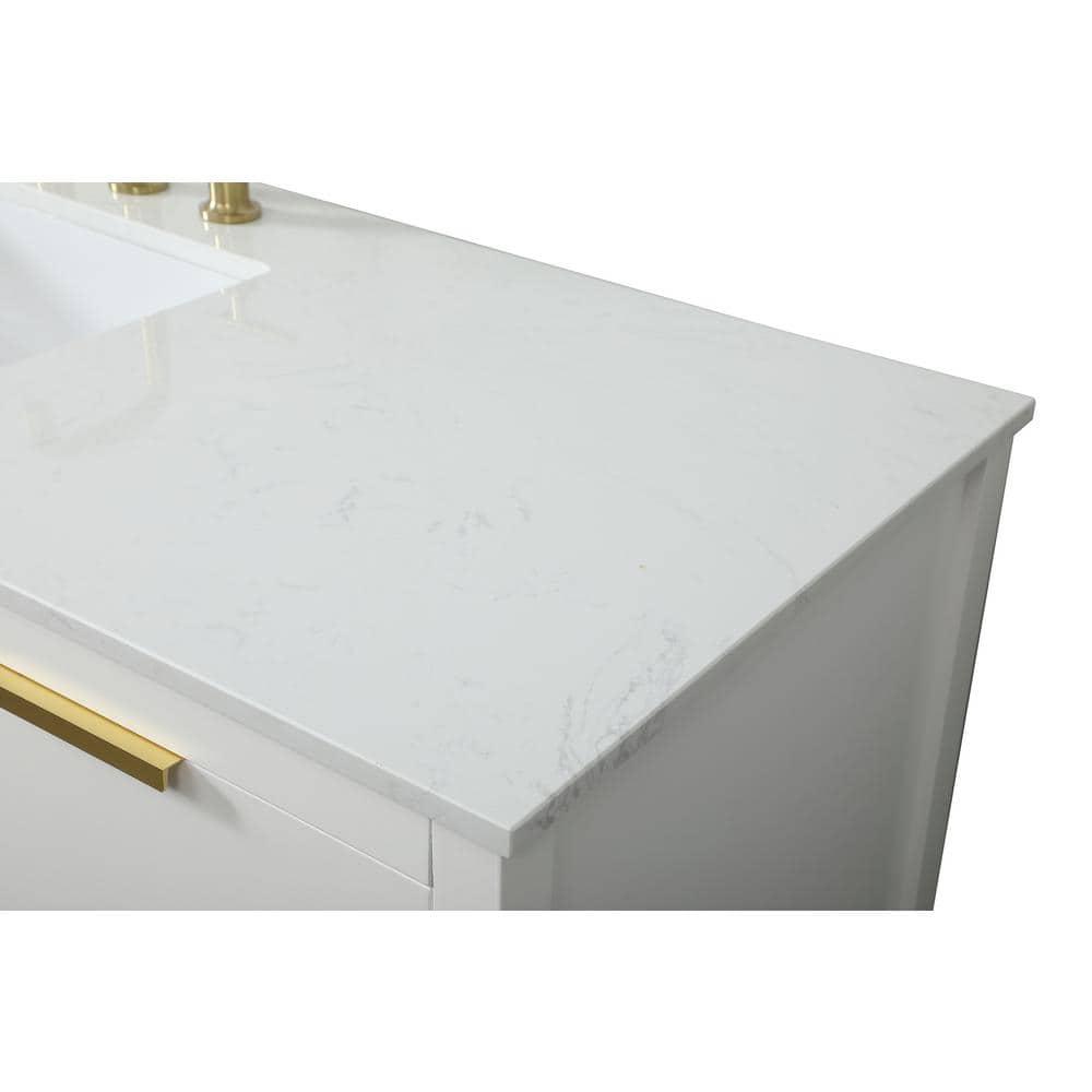 Elegant Decor Larkin 60" Solid Wood MDF Single Bathroom Vanity in White Finish