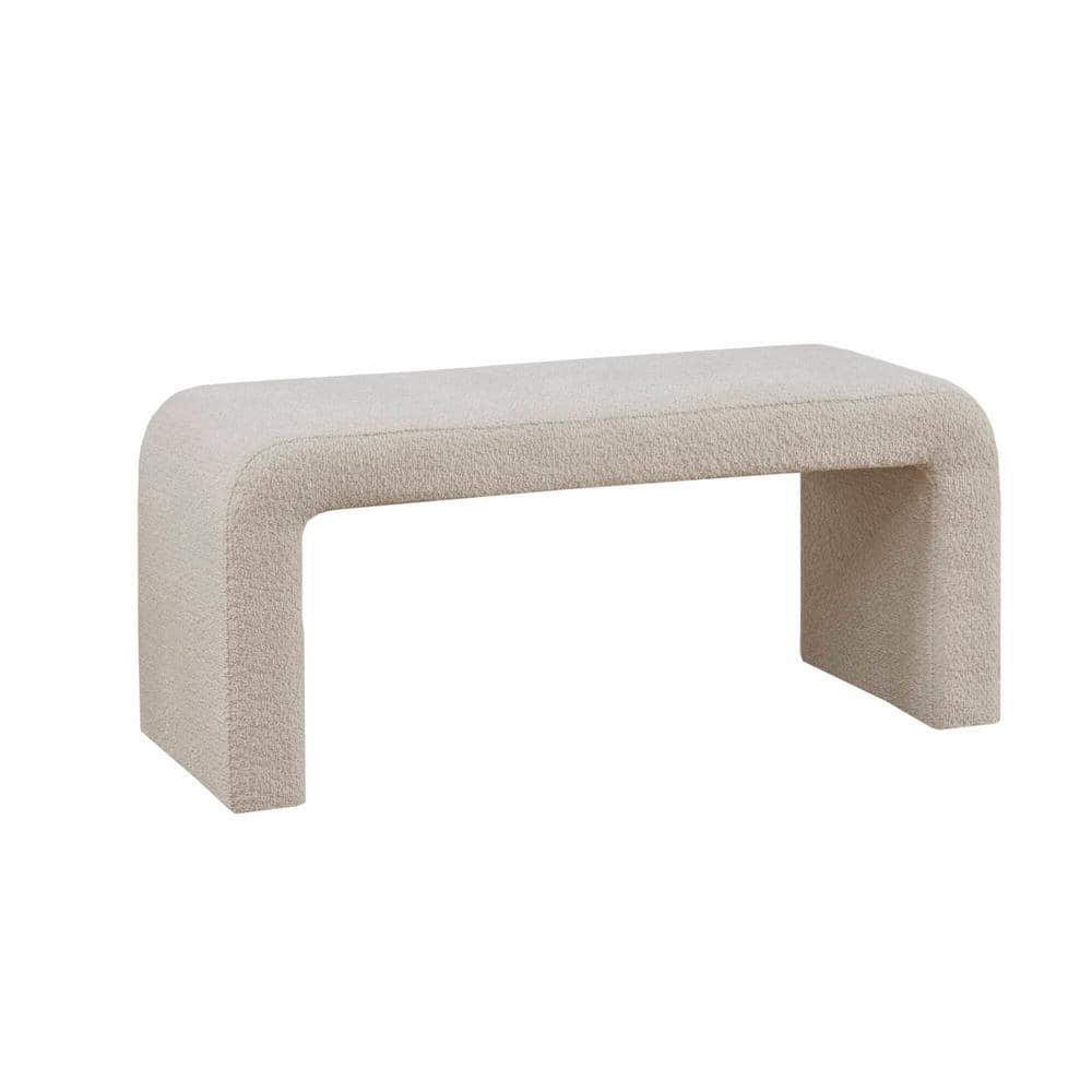INK+IVY Steve 42" Contemporary Polyester Boucle Fabric Waterfall Bench in Beige