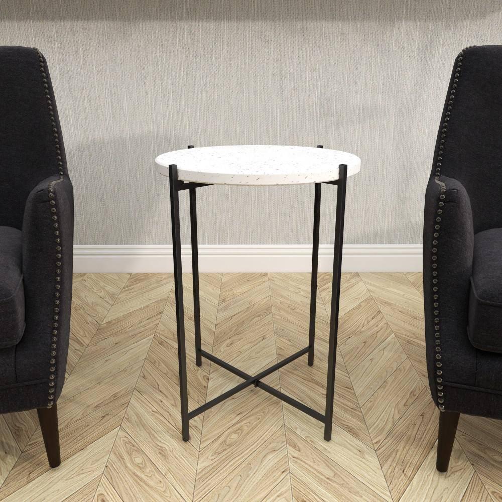 Contemporary Terrazzo Accent Table White - Olivia & May