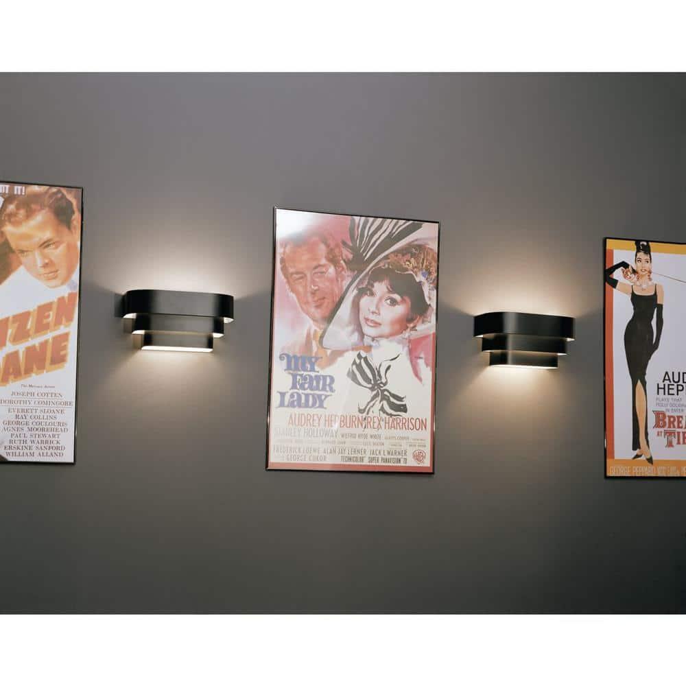 Progress Lighting, Tri-Band Louver, 1-Light Wall Sconce, Matte Black, Metal Shade, Steel, 7" W x 7" H x 14" L, 100W MED, BL
