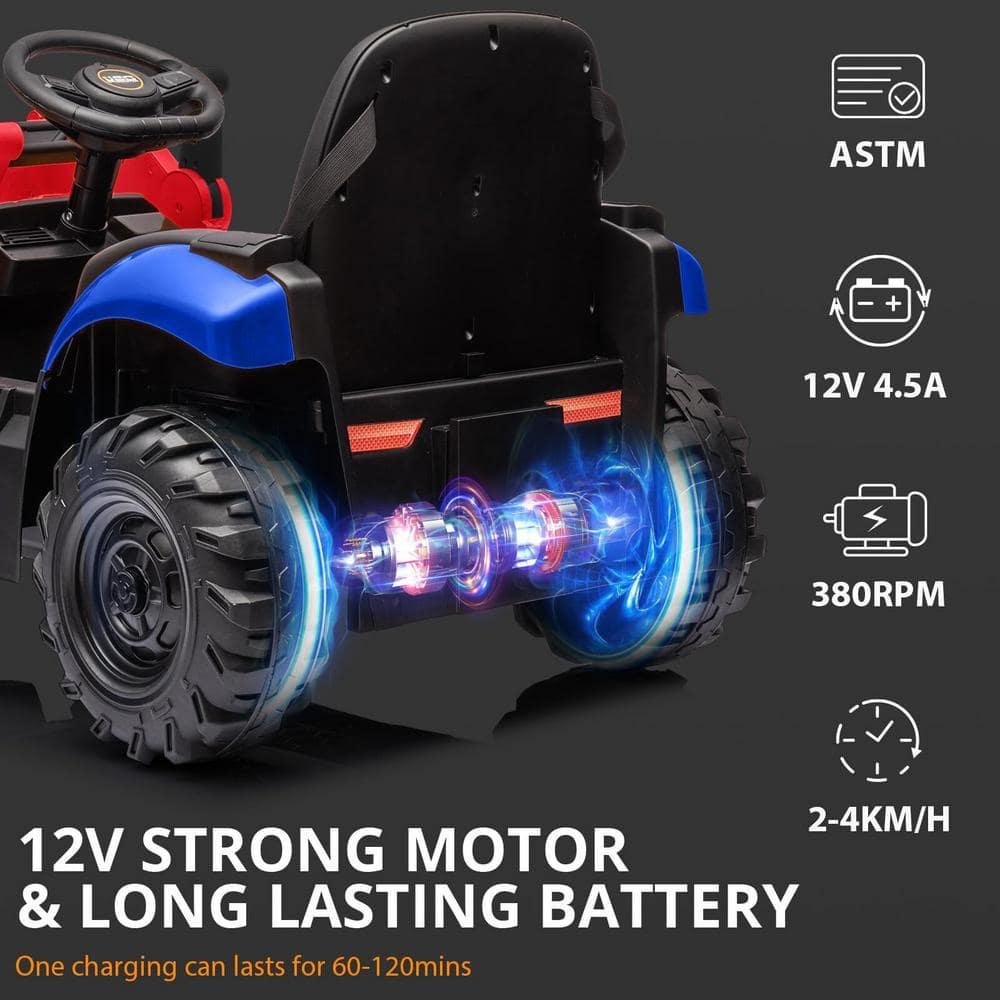 EastVita 4 in 1 Ride on Tractor, Excavator & Bulldozer with Tent,12V Ride on Car Digger Electric Vehicle with Remote Control, Front Loader, Horn, EVA Tires, Kids Ride on Car Toy