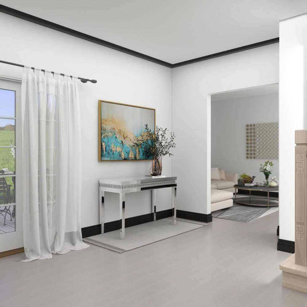 DecMode 47" x 32" Silver Glass Mirrored Console Table, 1-Piece