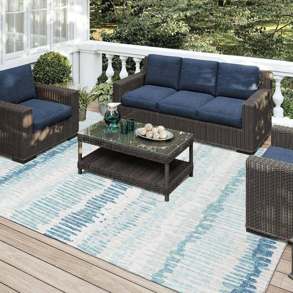 Addison Rugs Rylee ARY34 Blue Washable 10' x 14' Indoor Outdoor Area Rug, Easy Clean, Machine Washable, Non Shedding, Bedroom, Entry, Living Room, Dining Room, Kitchen, Patio Rug