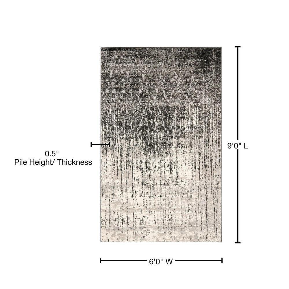 Retro RET2770 Power Loomed Indoor Area Rug - Black/Light Grey - 6'x9' - Safavieh.