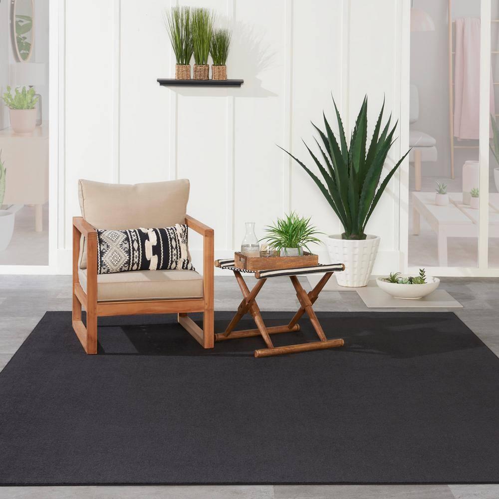 Nourison Essentials Easy Care Indoor Outdoor Area Rug - Black 7' x 10'