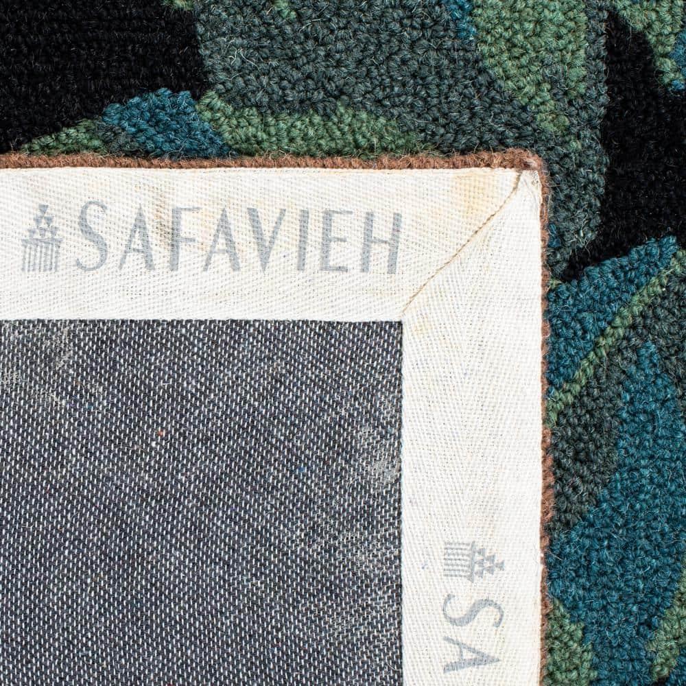 SAFAVIEH Chelsea Dewayne Parrot Lovers Wool Area Rug, Black, 3' x 3' Round