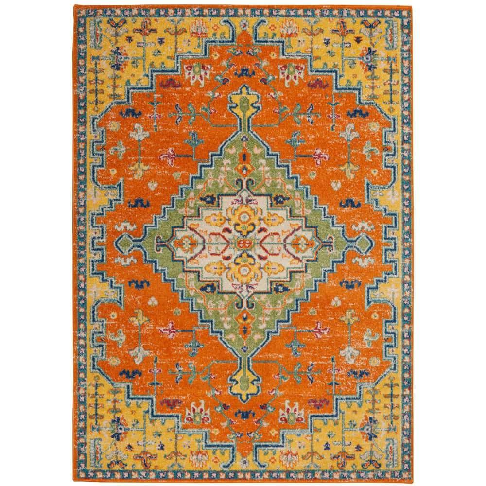 Nourison Allur Bohemian Medallion Indoor Rug Orange Multicolor 5'3" x 7'3"