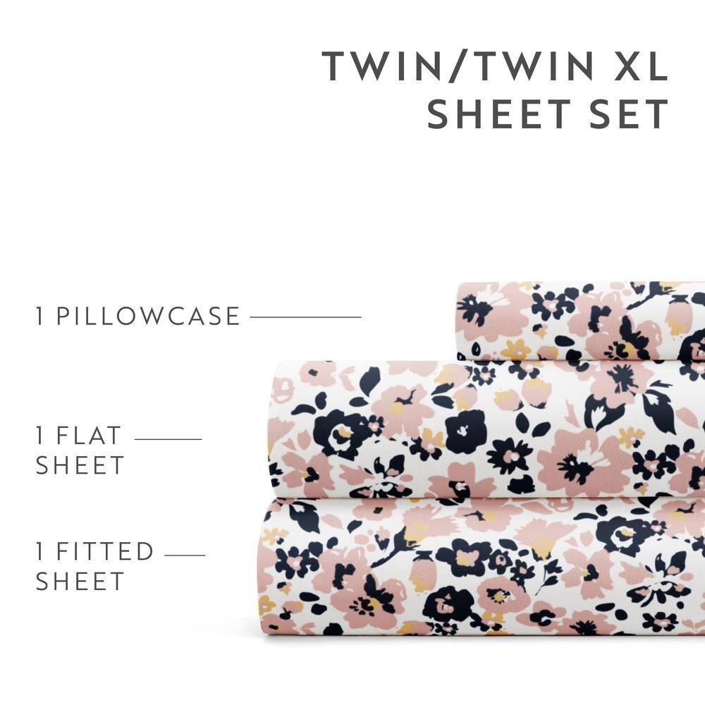 4 Piece Sheet Set Patterned Microfiber Ultra Soft Bedding in Floral Dream