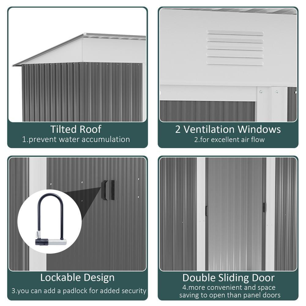 Outsunny Backyard  3.6 ft. W x 5.8 ft. D Metal Traditional Storage Shed
