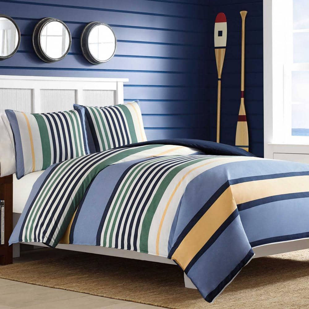 Nautica Dover Cotton Reversible Blue Comforter Set