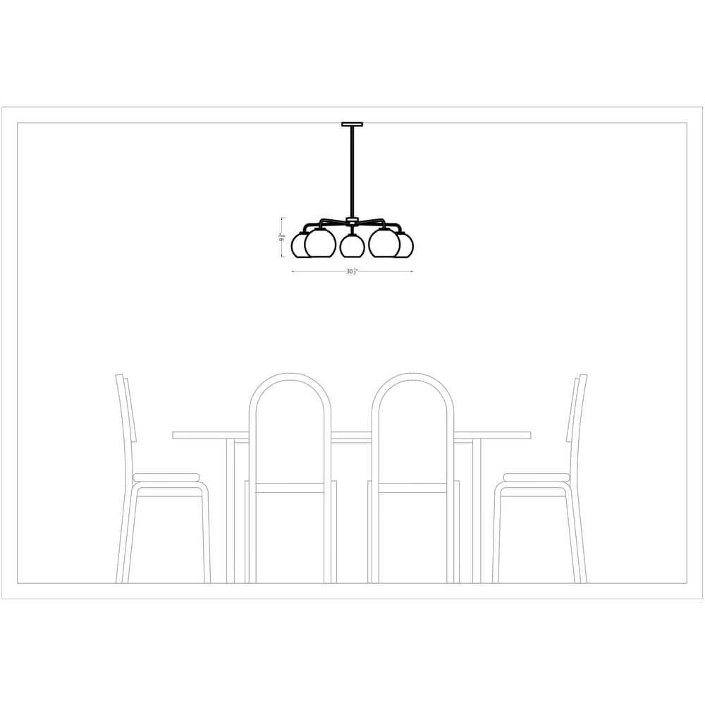 Rooks 5 Light Metal Dimmable Sputnik Chandelier