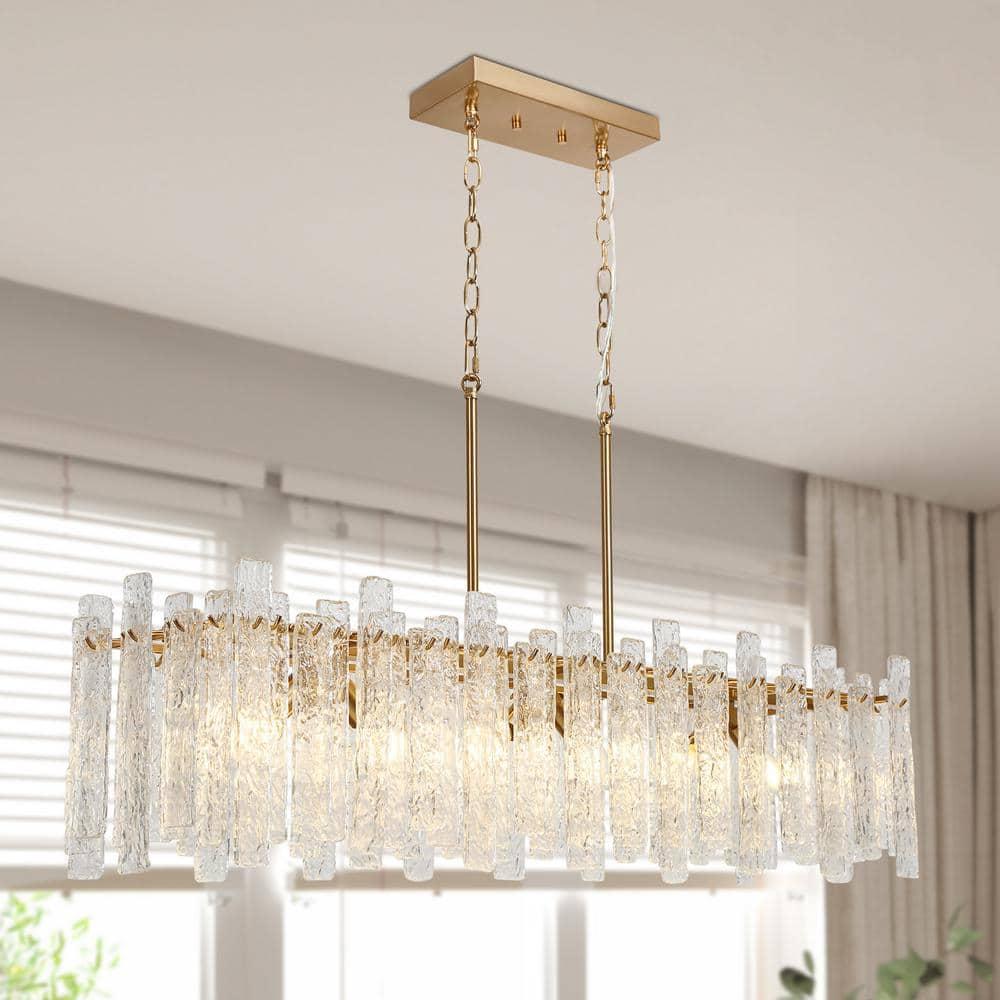 LNC Modern 6-Light 39" W. Glass Island Chandelier for Kitchen Island Dining Room - 39" W x 9.8" H x 9.9" D