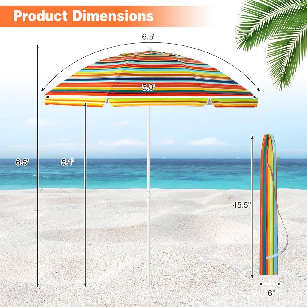 Topcobe 6.5 Feet Patio Beach Umbrella with Waterproof Polyester Fabric, Sunbrella Umbrella Outdoor Patio, Orange