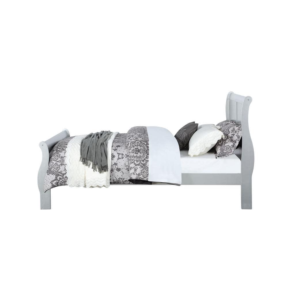 Full Louis Philippe Bed Platinum - Acme Furniture: Classic Sleigh, Pine Wood Frame, Box Spring Required