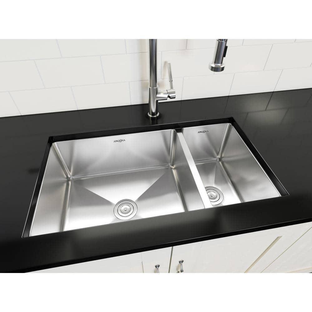Prestige Series 32'' L Undermount Double Bowl Stainless Steel Kitchen Sink