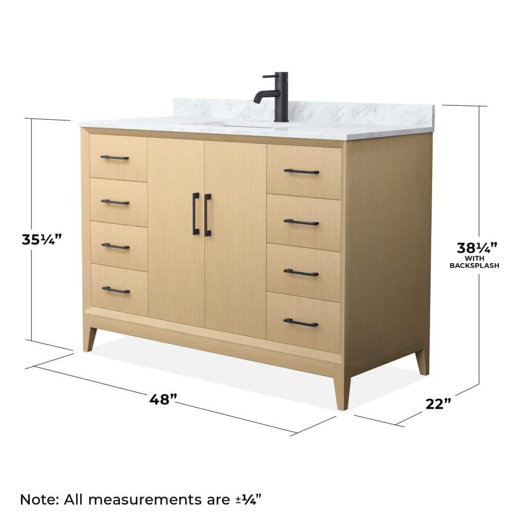 Wyndham Collection Janna 48" Freestanding Single Bathroom Vanity with Marble Top