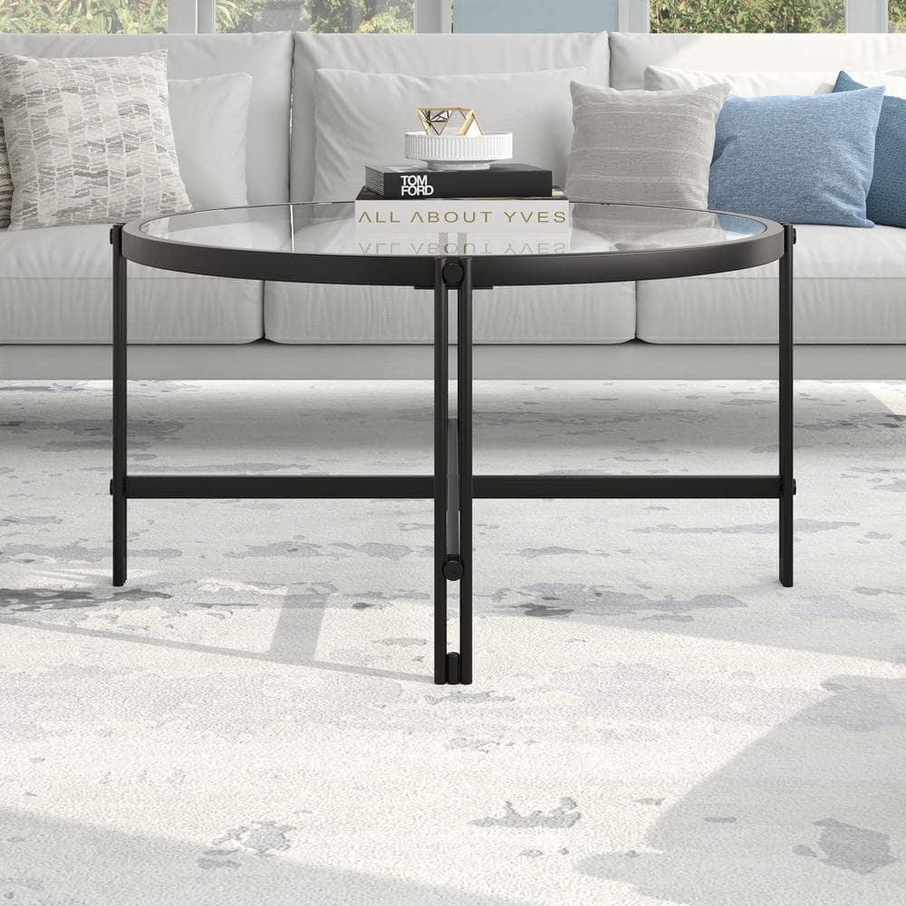 Evelyn&Zoe,ez 32" Wide Round Coffee Table, Blackened Bronze