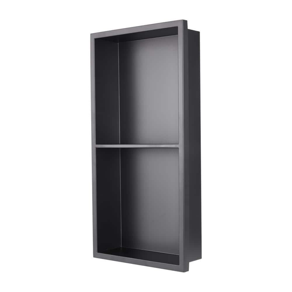 Matte Black Stainless Steel Shower Niche with Shelves