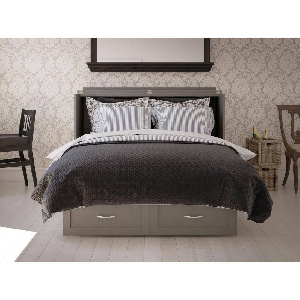 Queen Monroe Murphy Bed Chest with Memory Foam Mattress - AFI: USB Turbo Charger