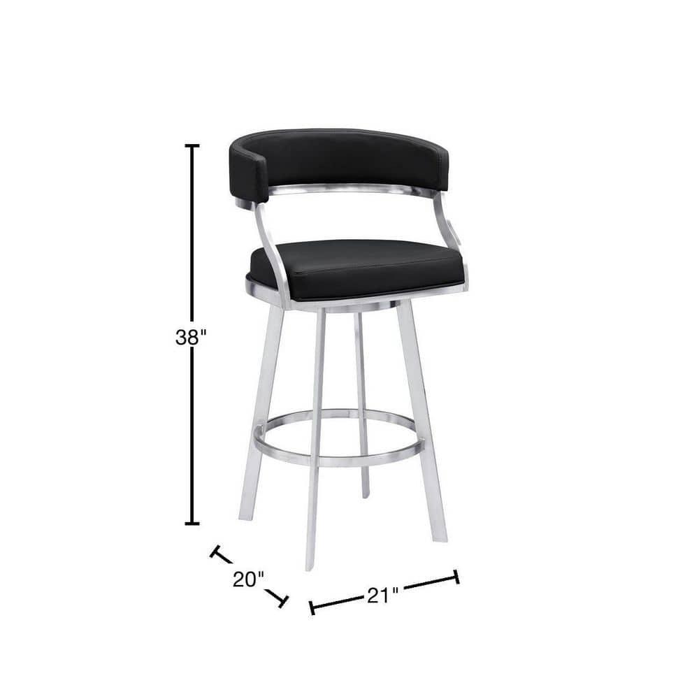 26" Saturn Faux Leather Counter Height Barstool: Swivel, Low Back, Armen Living