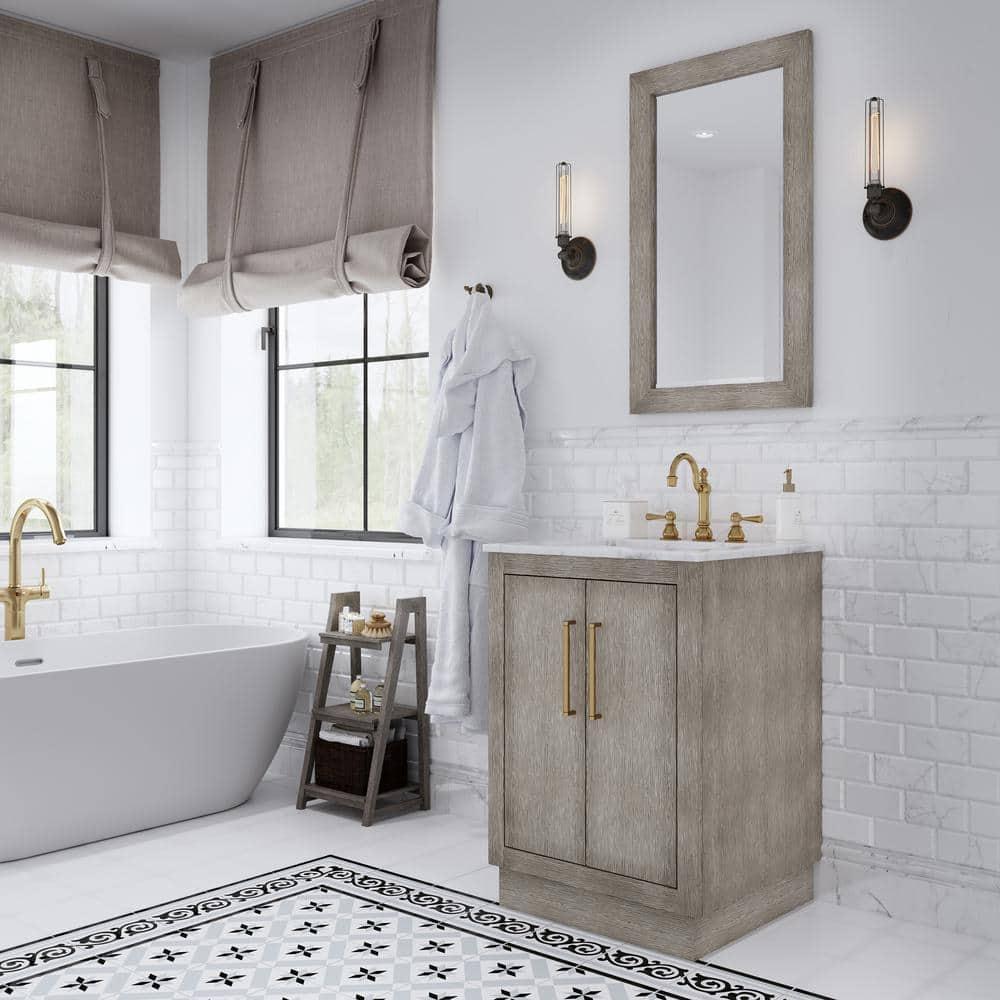 Water Creation  Satin Brass High Arc Torch Lever Handle True Brass Lavatory Faucet