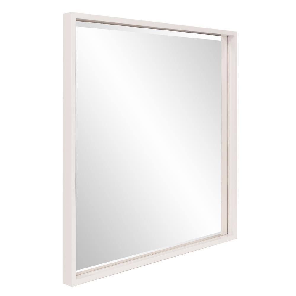 Tyler Dillon White Square Mirror with Shadowbox Style Wood Frame - 40" x 40"