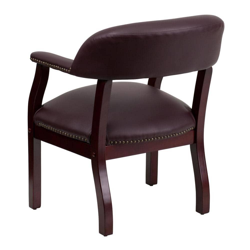Leather Seat Waiting Room Chair with Wood Frame