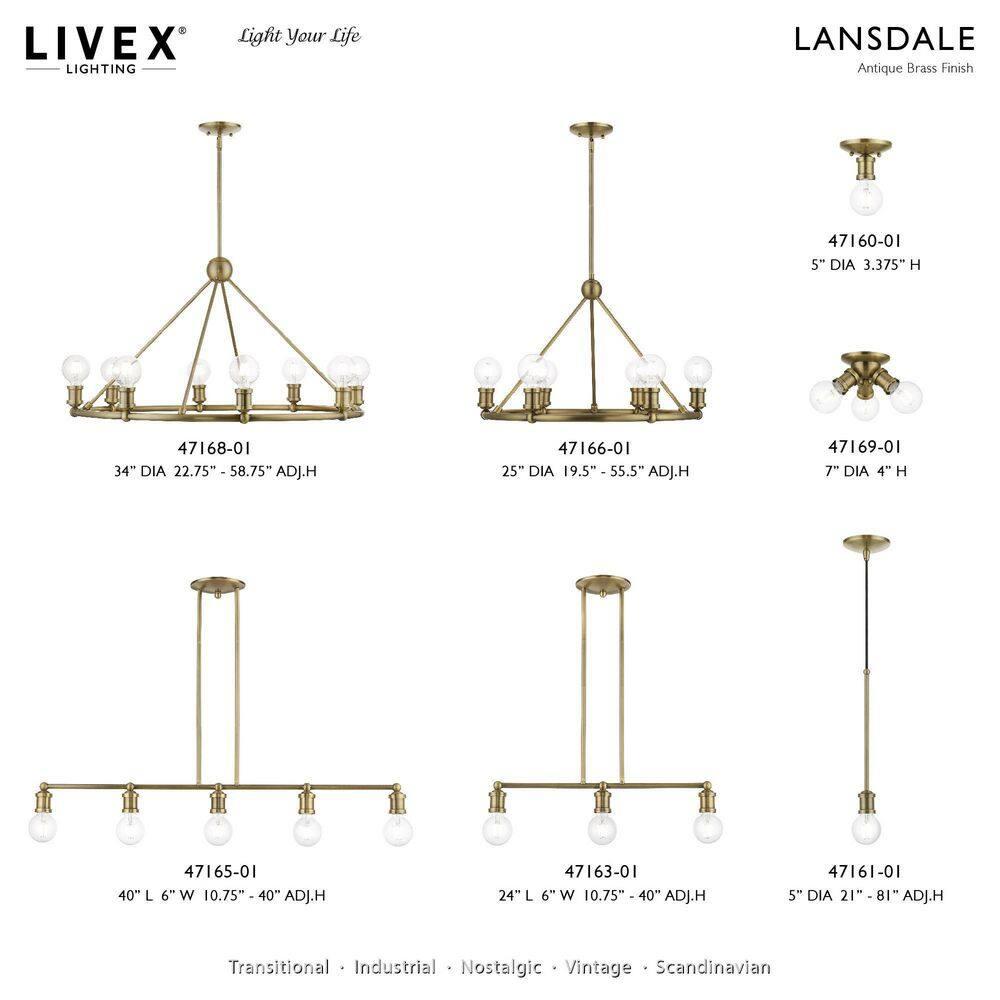 Livex Lighting Lansdale 1 - Light Pendant in  Antique Brass